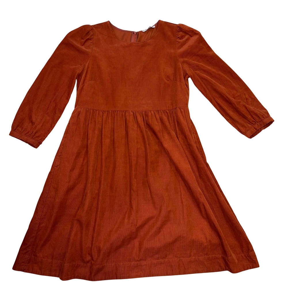 Madewell Corduroy Puff Sleeve Mini Dress Faded Rust Size Small‎